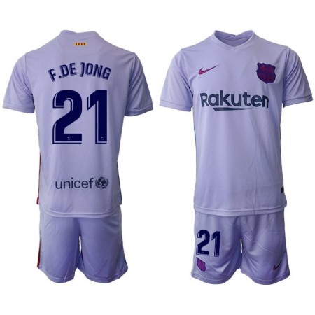 Barcellona Frenkie de Jong 21 Bambino Maglia Trasferta 2021/2022 Manica Corta (+ Pantaloncini)
